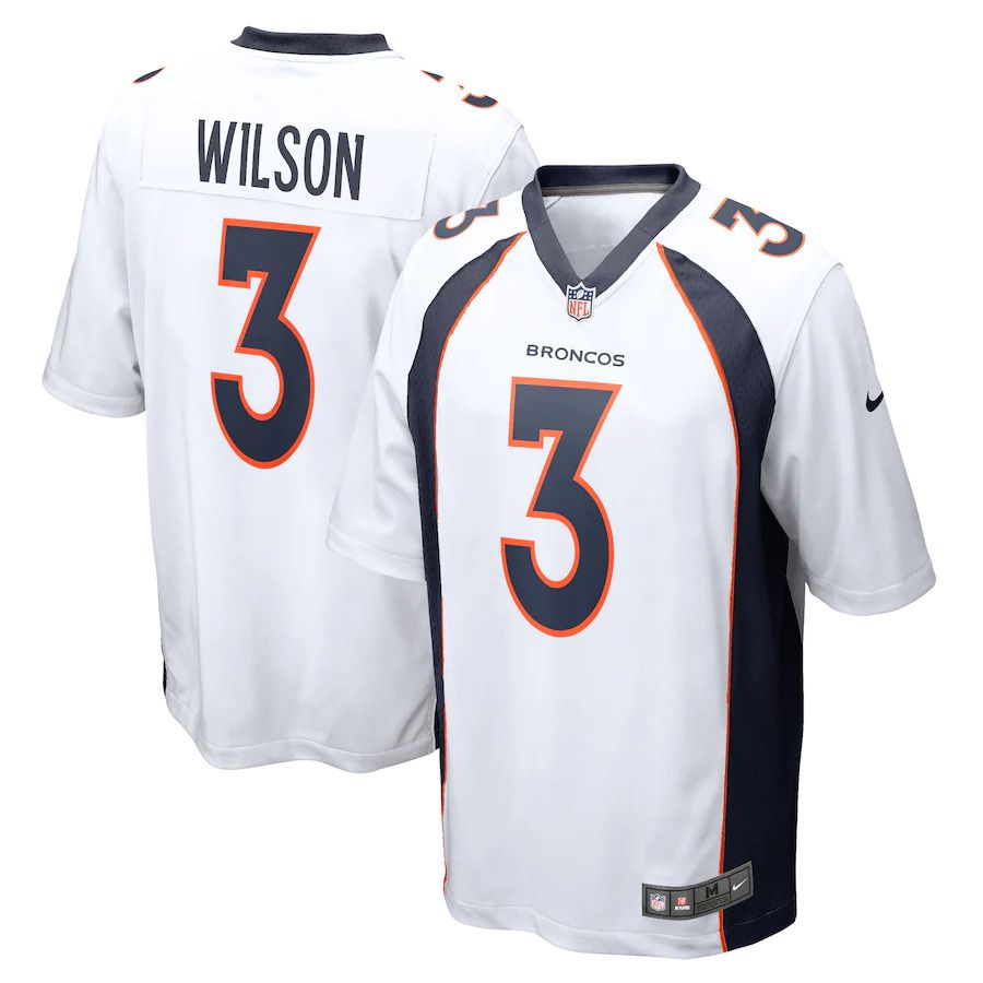 Men Denver Broncos 3 Russell Wilson Nike White Game NFL Jersey